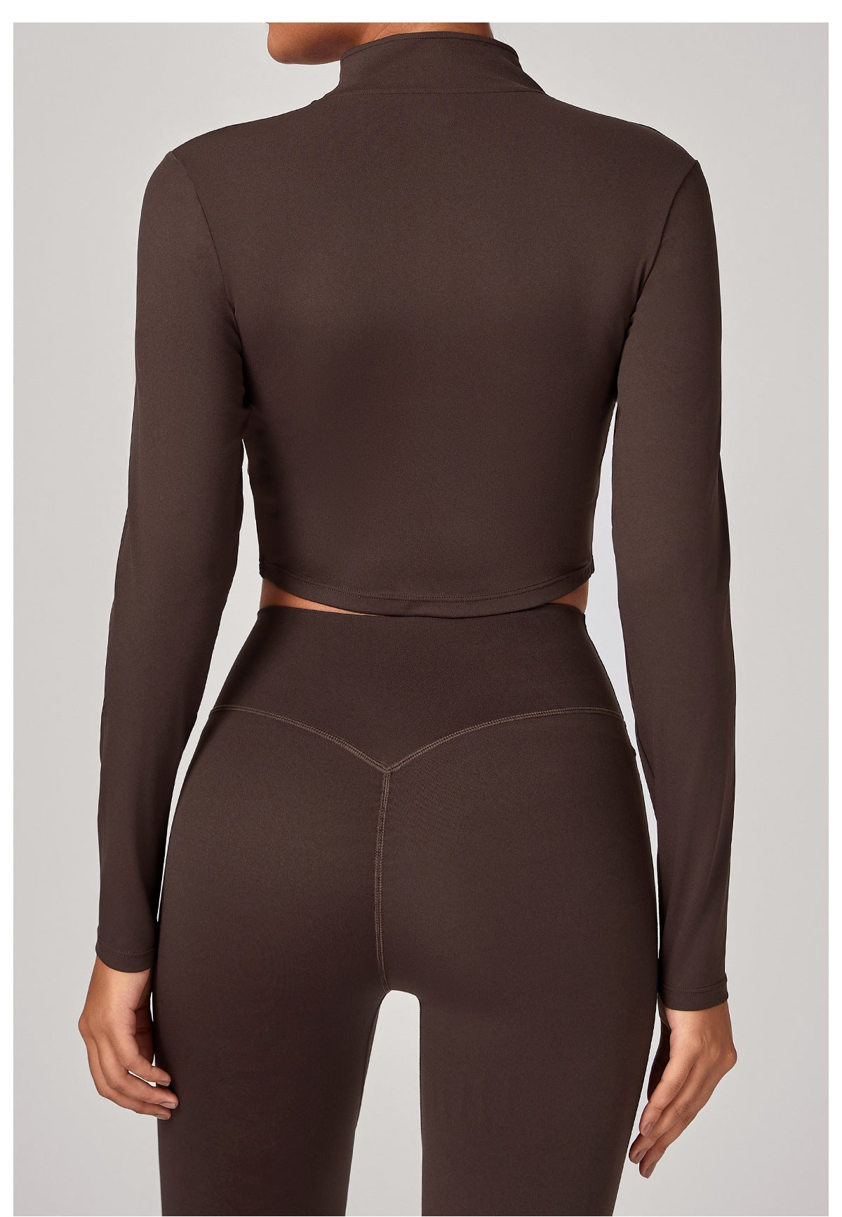 High Neck Zip Front Long Sleeve Yoga Jacket | Tight Fit Quick-Dry Activewear