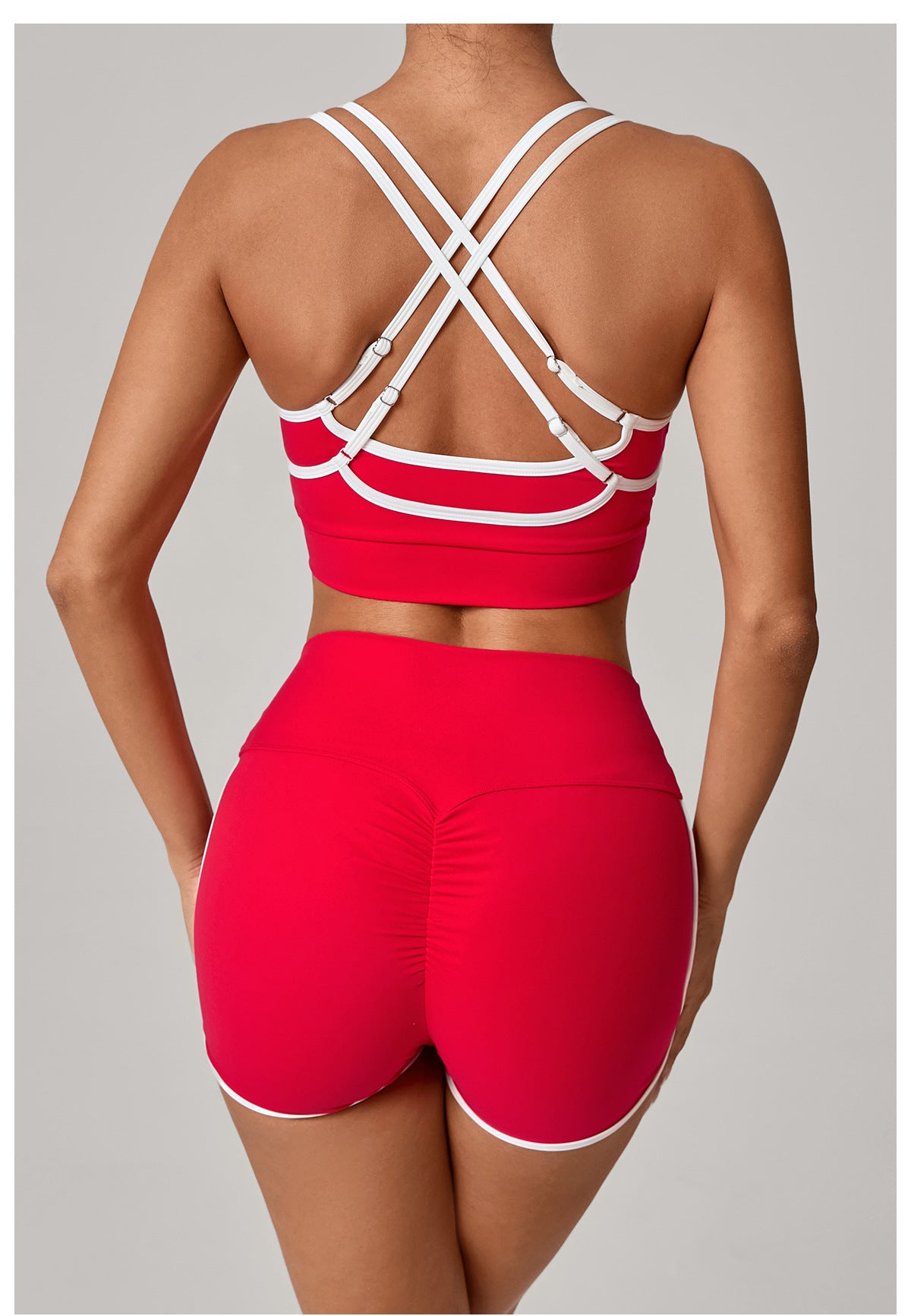 Color Block Sports Bra & Booty Shorts Set | Slim Fit Running Yoga Two-Piece