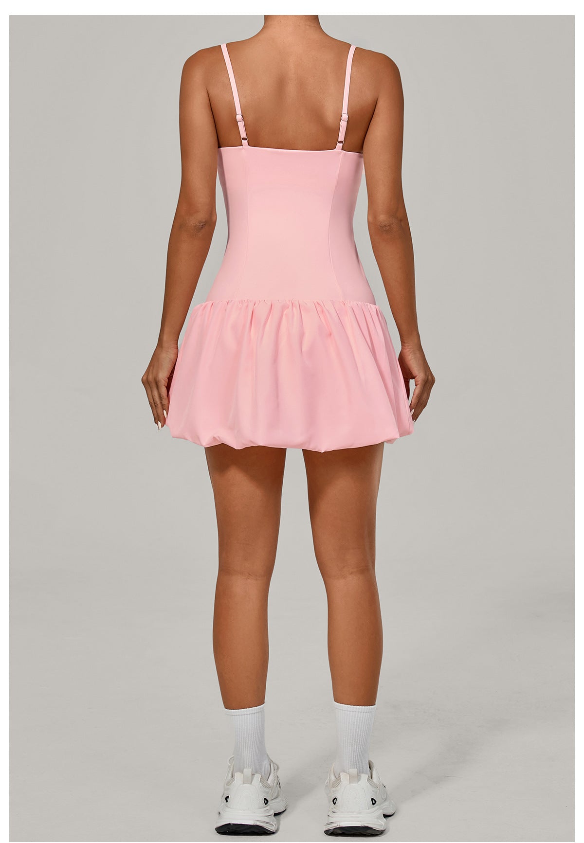 Sleeveless Patchwork Bubble Hem Dress | Breathable Tennis Golf Dress with Built-In Shorts