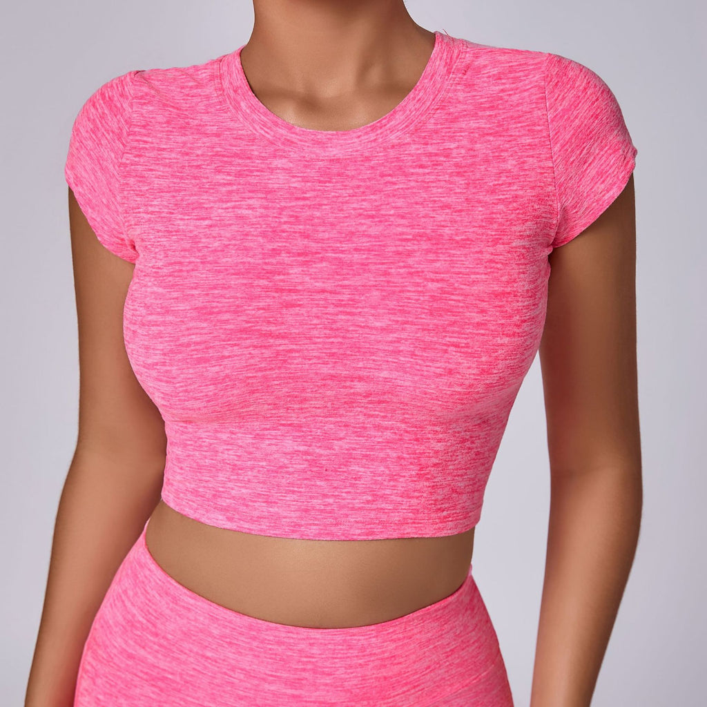 Wide-Shoulder Brushed Yoga Tee｜High-Support Quick-Dry Active Top for Intense Training & Running
