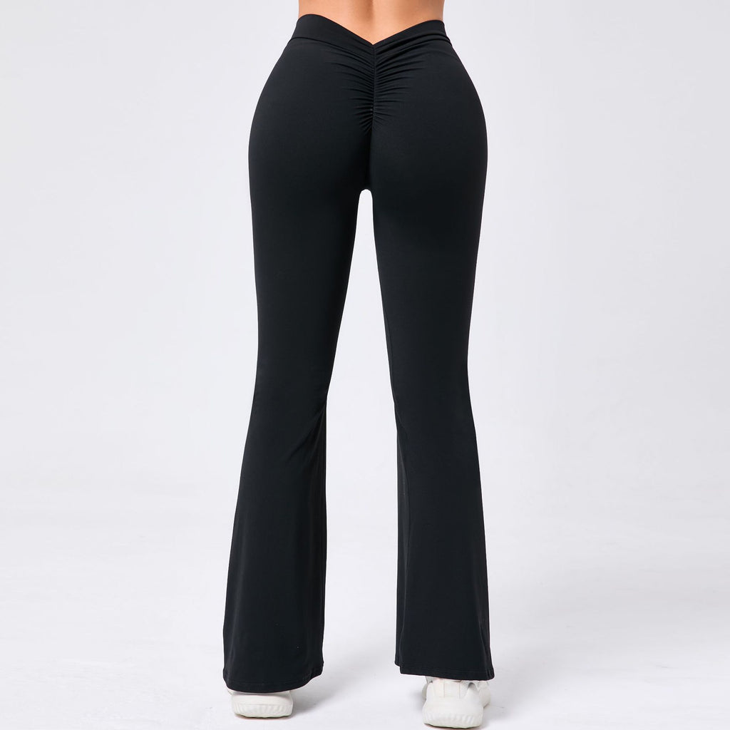 Peach-Lift V-Waist Yoga Flare Pants | High-Waist Quick-Dry Wide-Leg Fitness Trousers
