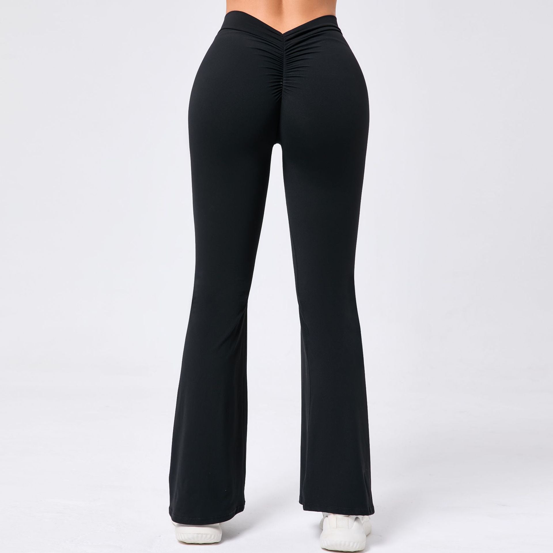 Peach-Lift V-Waist Yoga Flare Pants | High-Waist Quick-Dry Wide-Leg Fitness Trousers