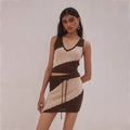 2026 Summer Sexy Striped Hollow Out Knitted Beach Dress Bikini Swimsuit Cover Up Sunscreen Set