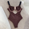 2026 Ribbed Solid Color One-Piece Swimsuit | Sexy Slip-On Integrated Swimwear