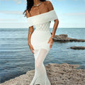 2026 Summer Sexy Striped Hollow Out Knitted Beach Cover Up Bikini Swimsuit Top Set