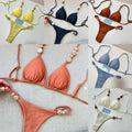 2026 Solid Color Pebble Detail Bikini | Fresh Luxury Hot Spring Vacation Swimwear