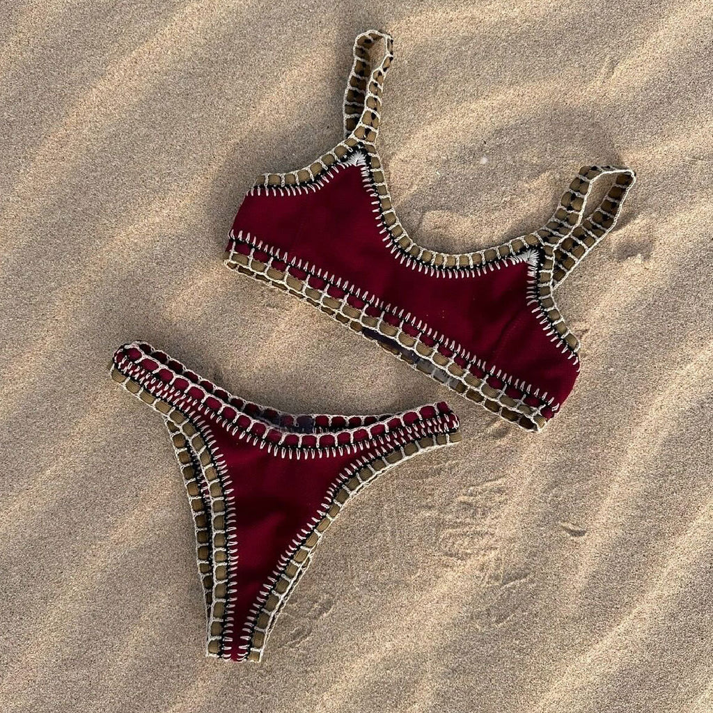 2026 Solid Color Ruffle Slip-On Bikini | Sexy Women Two-Piece Swimwear