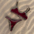 2026 Solid Color Ruffle Slip-On Bikini | Sexy Women Two-Piece Swimwear