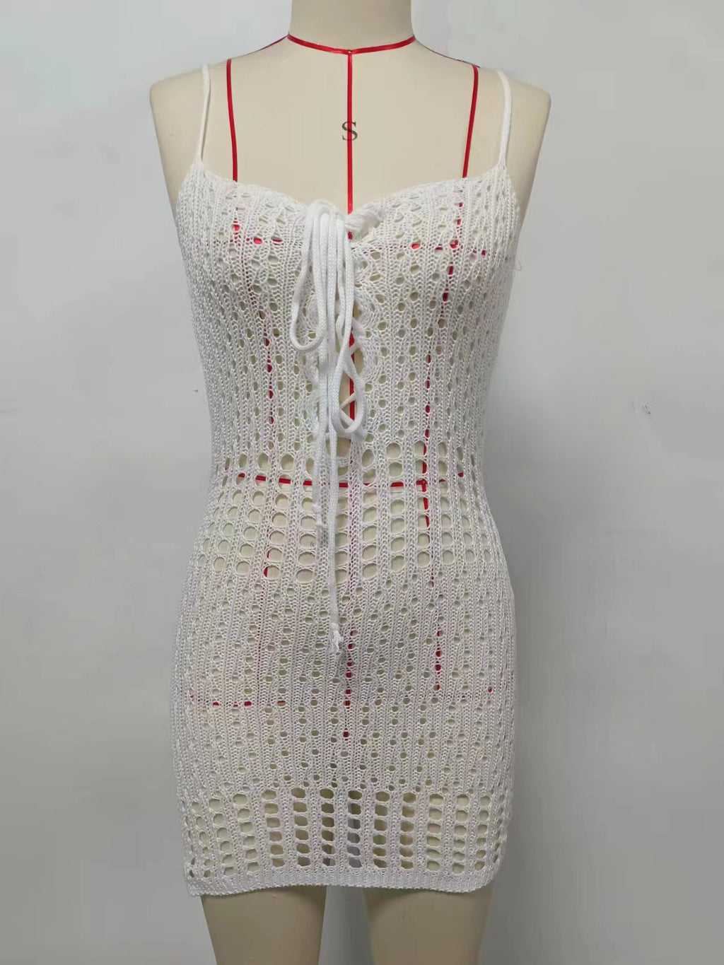 2026 Summer Fashion Solid Knitted Beach Dress Sexy Swimwear Cover Up Sunscreen Outfit