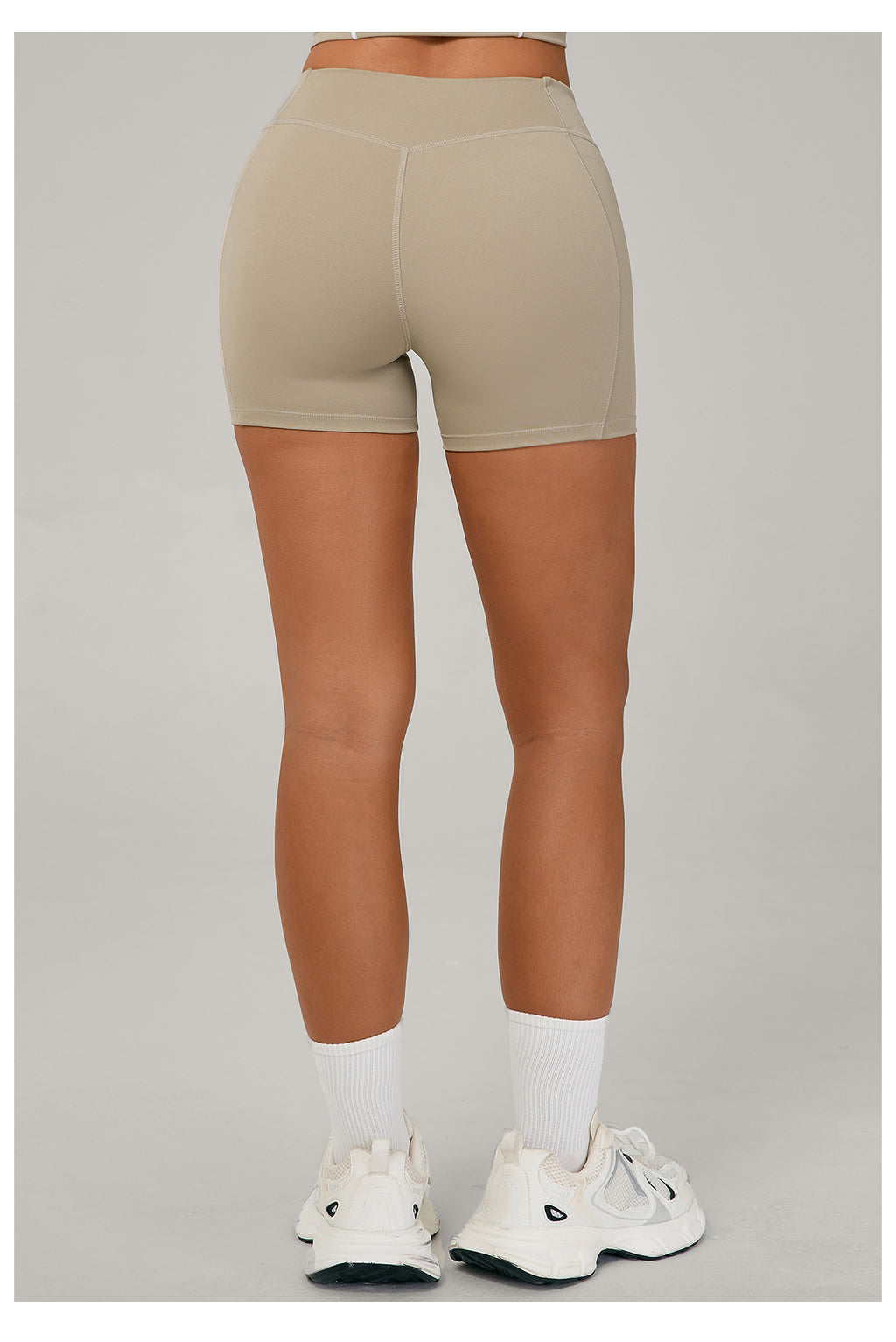Nylon Tight Yoga Shorts High-Waist Tummy Control Running Fitness Shorts