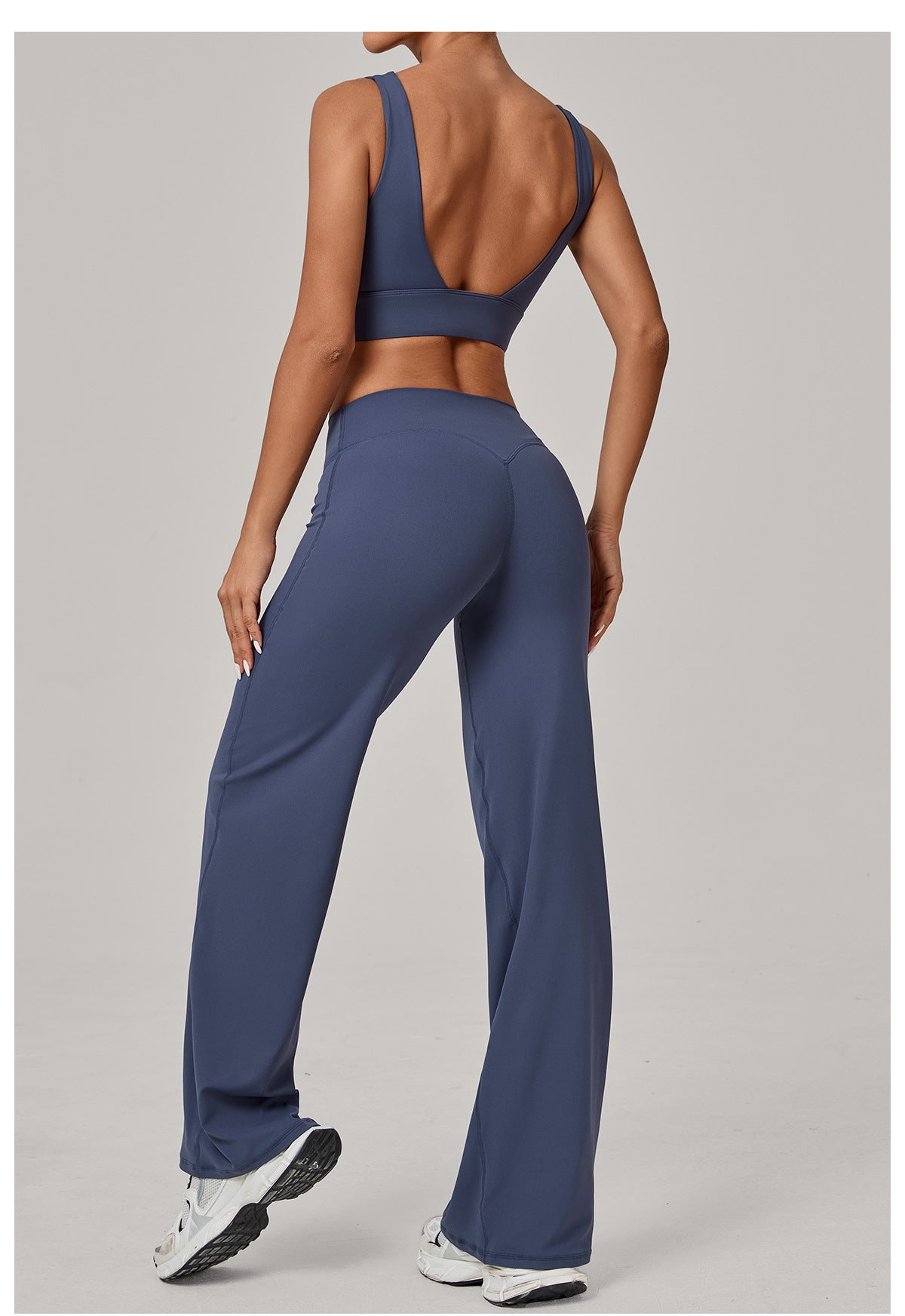 Double Strap Sports Bra & Straight-Leg Pants Yoga Set | Quick-Dry Winter Running Outfit