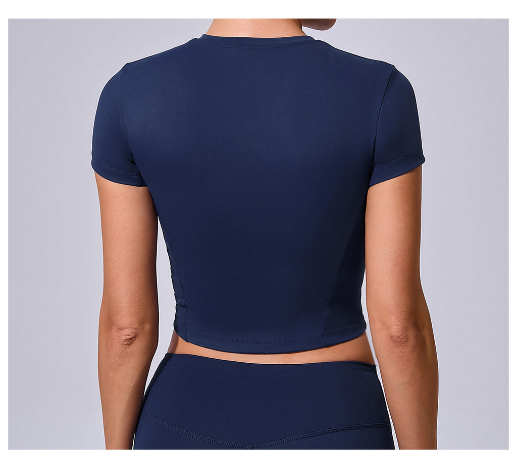 Western-Style Tight Fit Yoga Tee｜Quick-Dry Short Active Top for Running & Outdoor Workouts