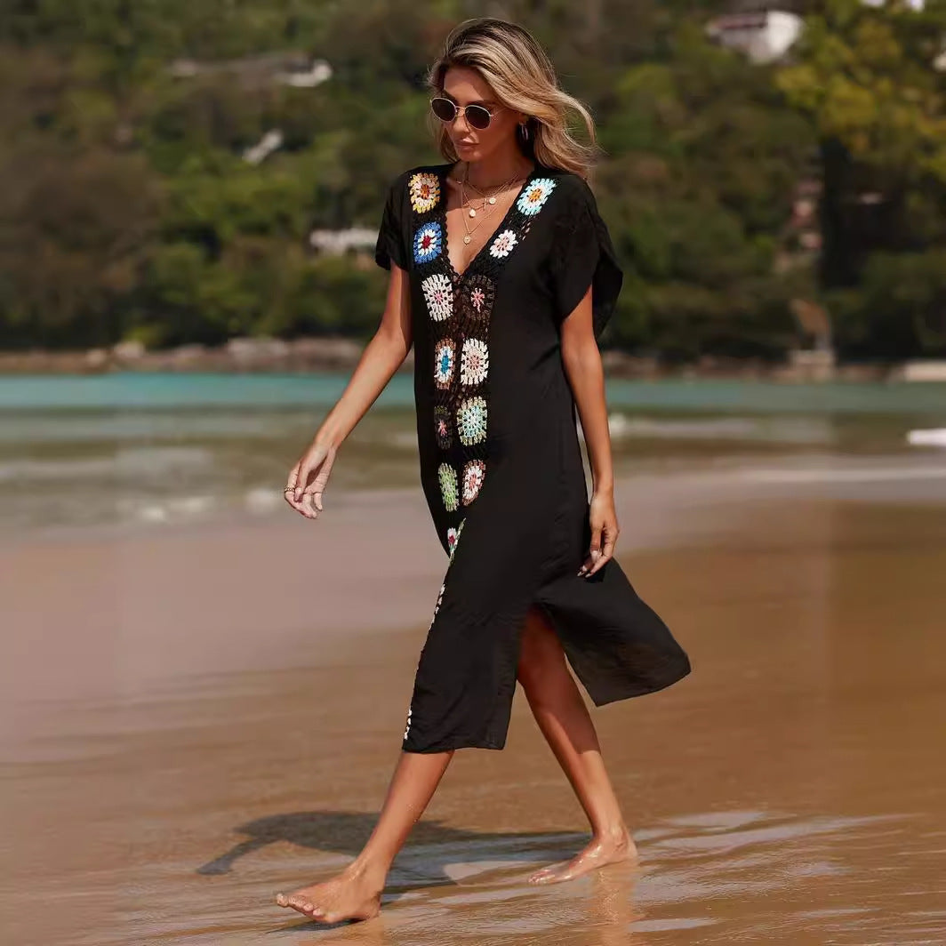 2026 New Arrival | Hand-Crocheted Maxi Beach Cover-Up | Sexy Split Hem Woven Robe Dress for Women