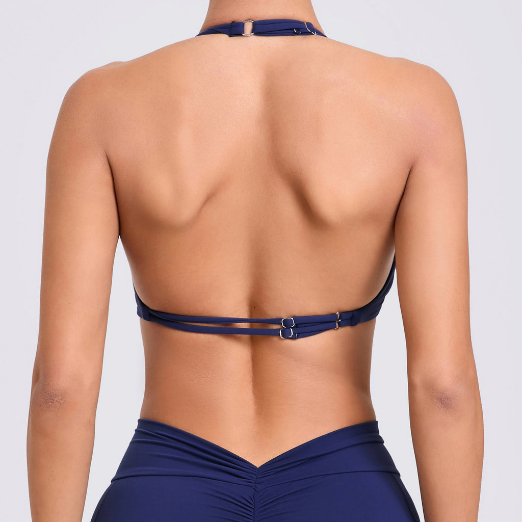 Adjustable Halter Cross Back Yoga Tank | Quick-Dry Compression Fitness Bra Top