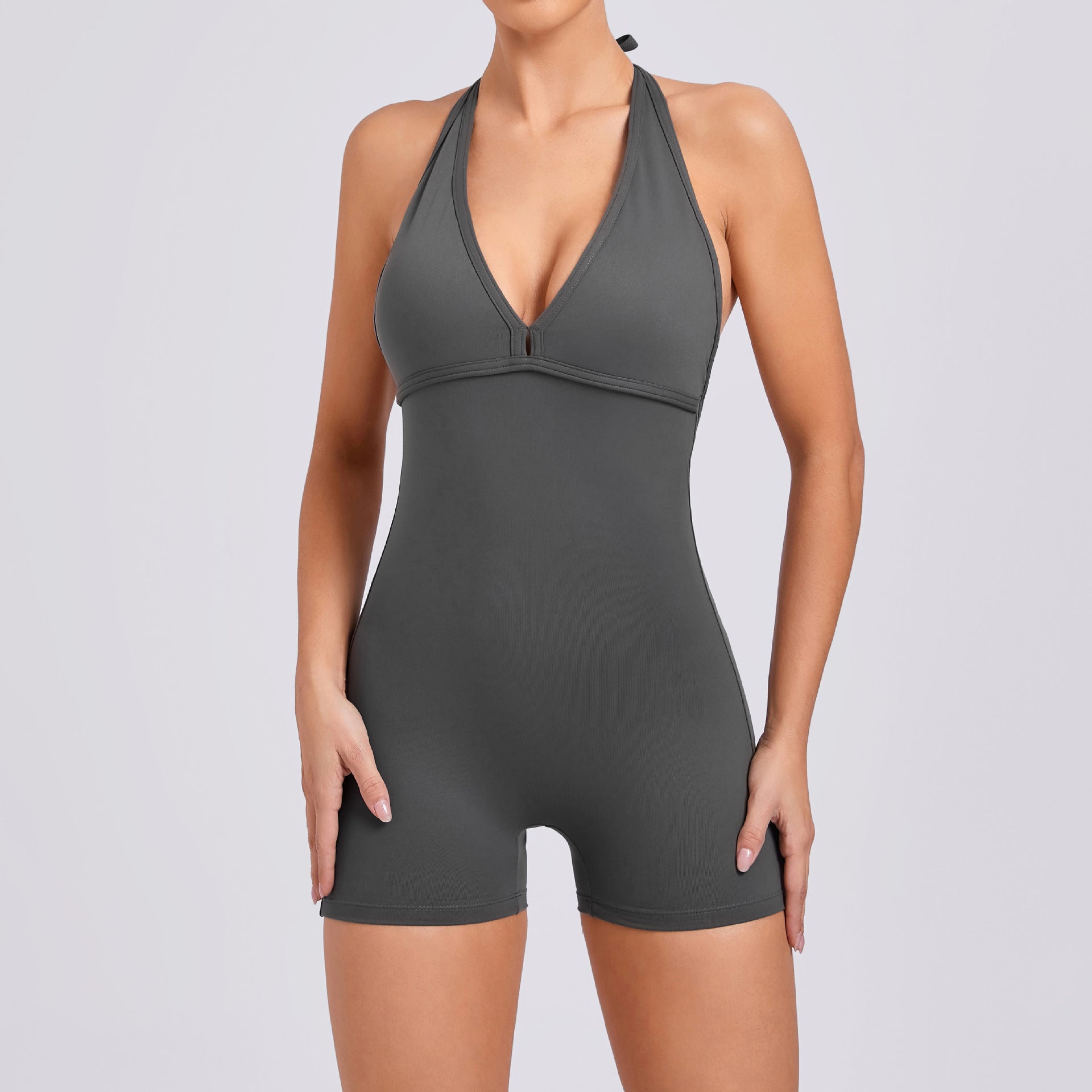High-Stretch Scrunch Butt Yoga Jumpsuit Open Back One-Piece Fitness Wear