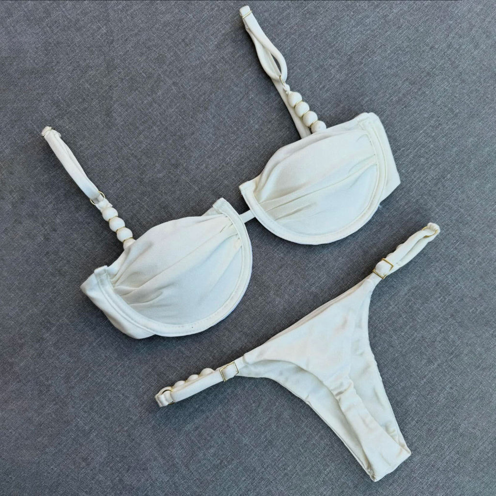 2026 Solid Color Thong Triangle Micro Bikini | Sexy Backless Women Two-Piece Swimwear