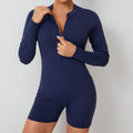 Back Cutout Half-Zip Yoga Jumpsuit Scrunch Butt Backless Quick-Dry Workout Suit