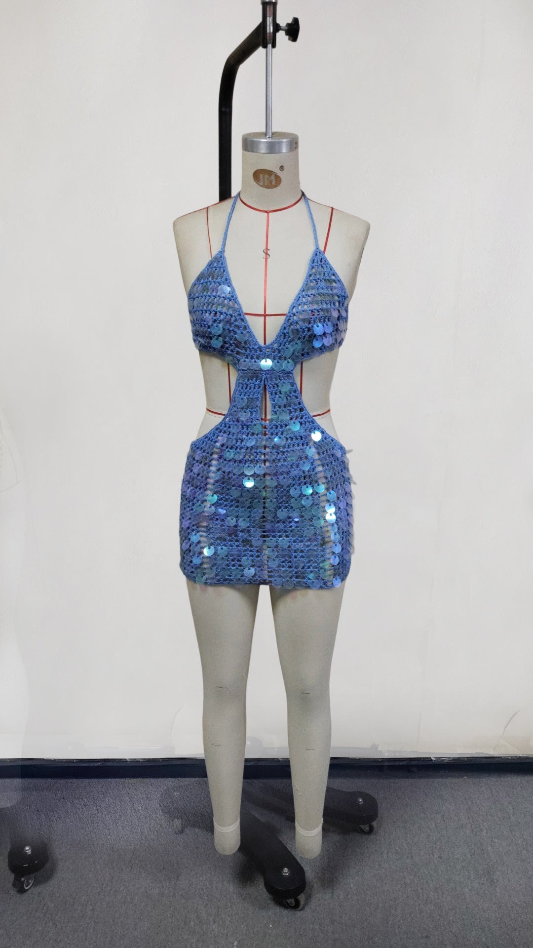 2026 New Solid Color Sexy Shimmery Deep V Neck Backless Beach Dress Bikini Swimsuit Cover Up