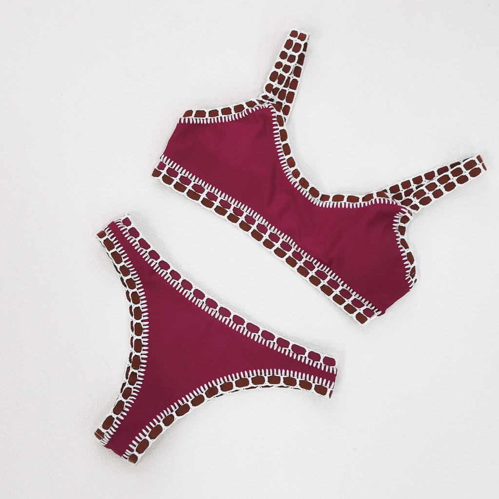 2026 Solid Color Ruffle Slip-On Bikini | Sexy Women Two-Piece Swimwear