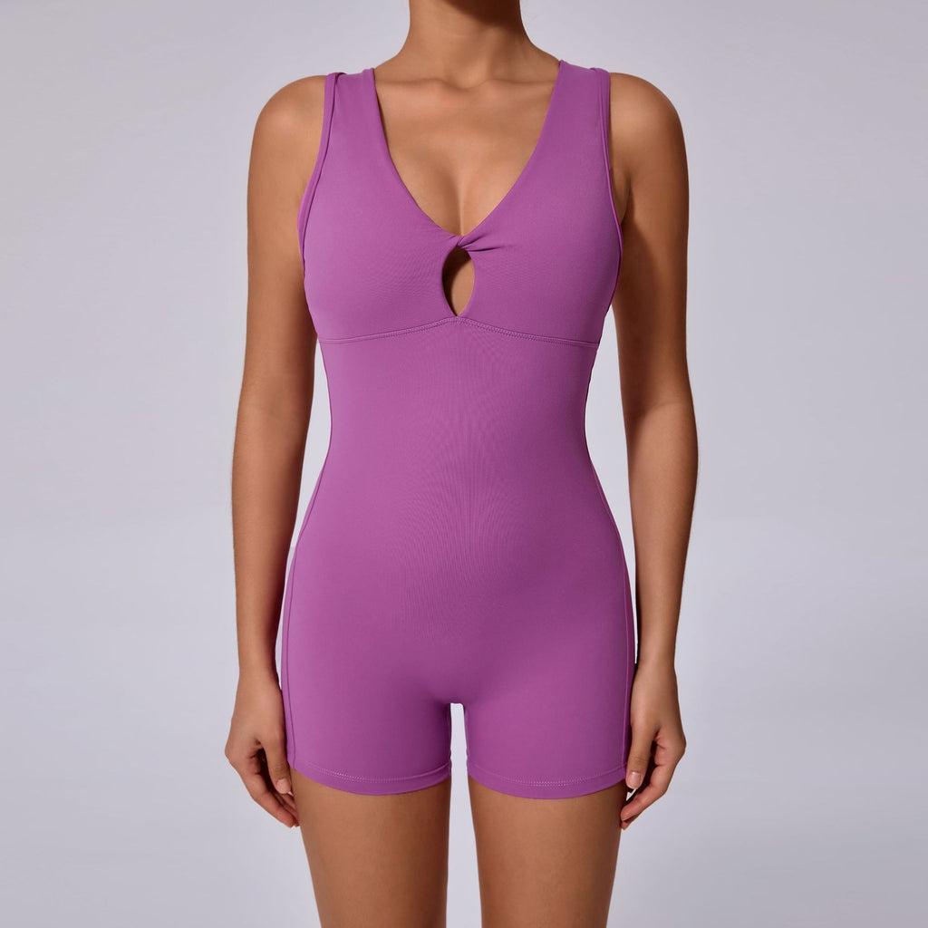 Ruched Scrunch Butt Yoga Jumpsuit Tight Quick-Dry Dance Workout Bodysuit