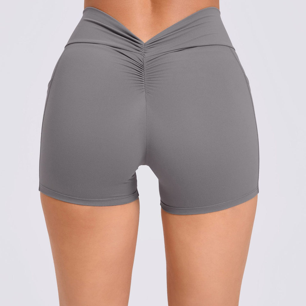 Custom High-Waist Yoga Shorts Side Pockets Back V Waist Scrunch Butt Fitness Shorts