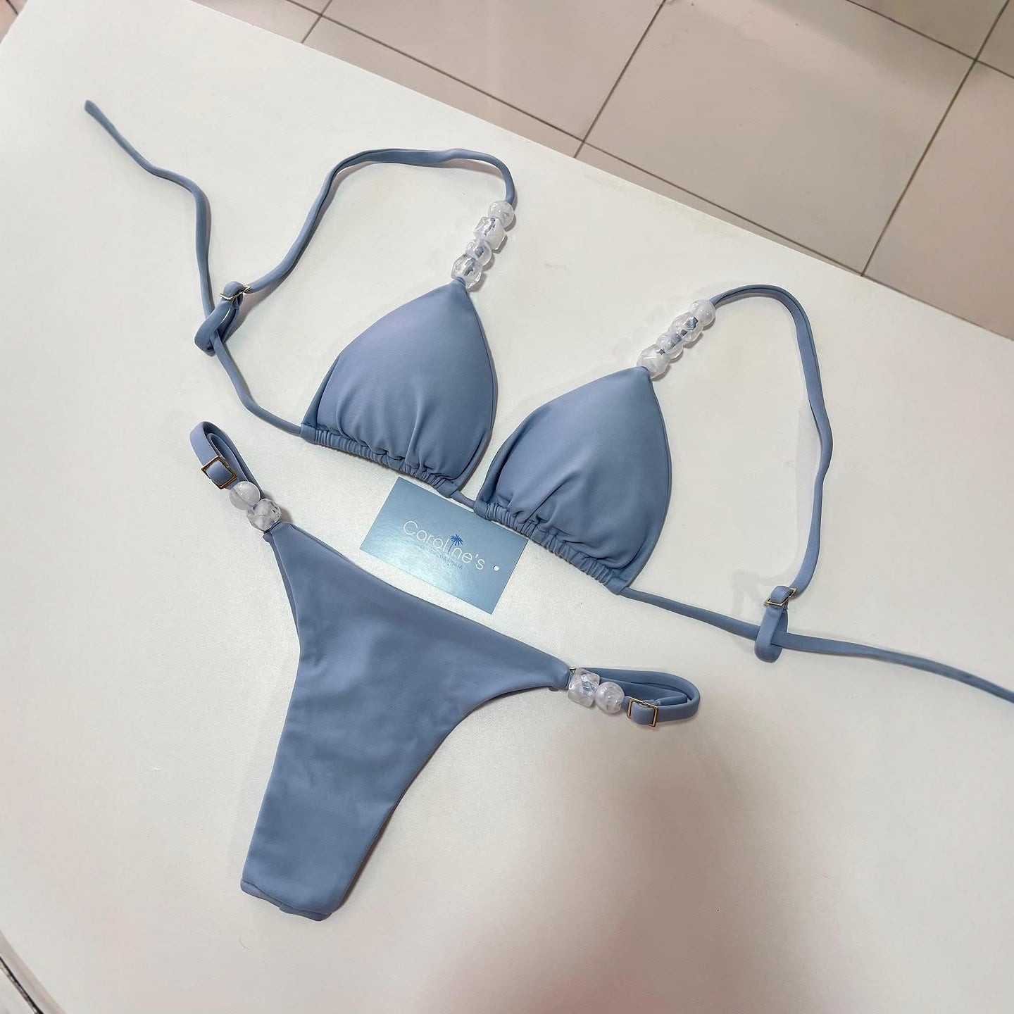 2026 Solid Color Pebble Detail Bikini | Fresh Luxury Hot Spring Vacation Swimwear