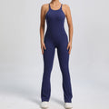 Adjustable Strap Backless Scrunch Butt Yoga Jumpsuit Slight Flare Fitness Wear
