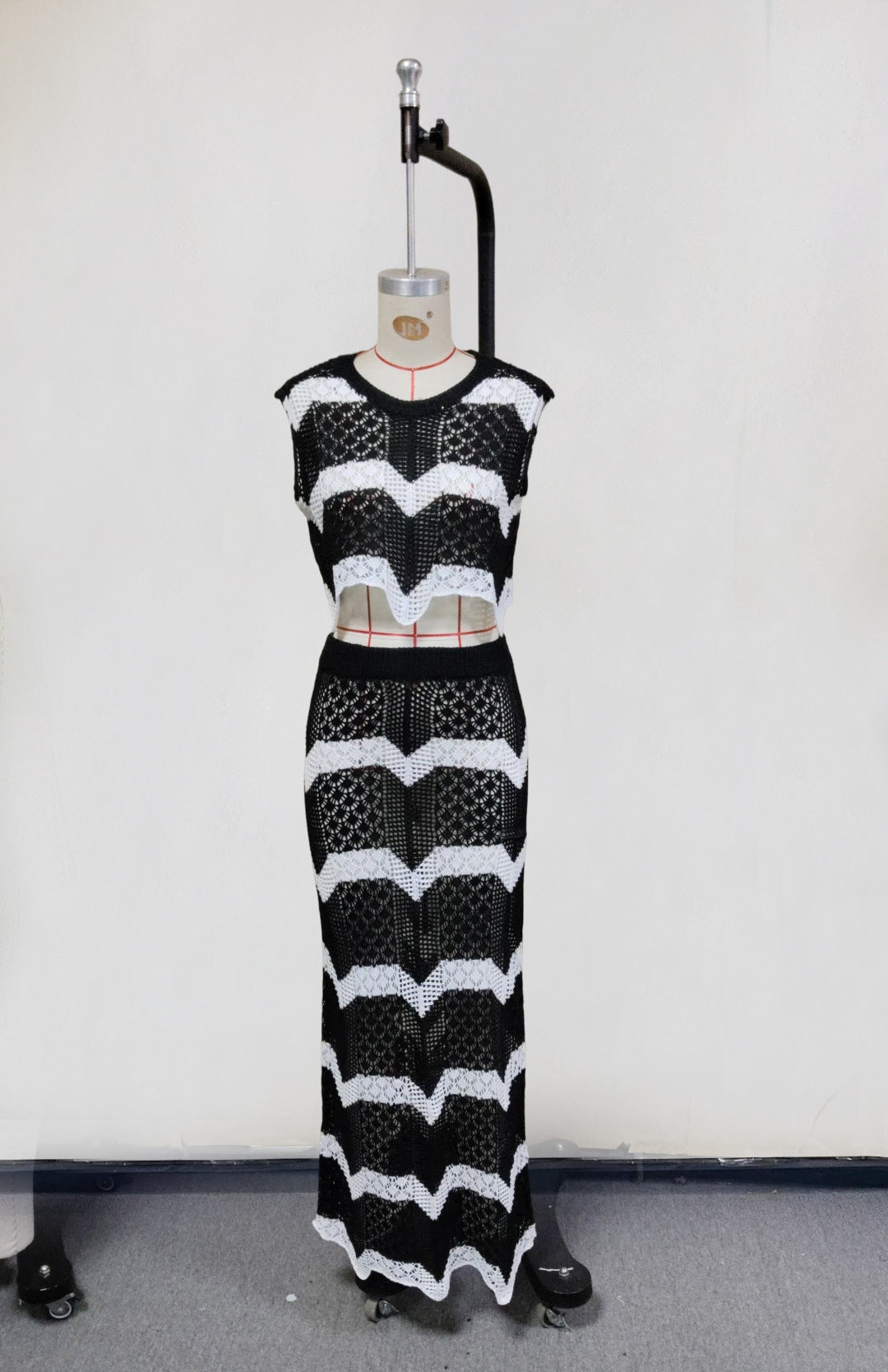 2026 Summer Sexy Striped Knitted Beach Dress Bikini Cover Up Sunscreen Set For Women