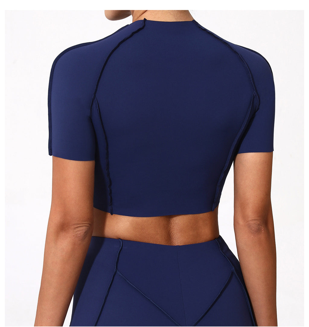 3D Seam Sculpting Yoga Tee｜Slim-Fit No-Bra High-Stretch Lightweight Fitness Top