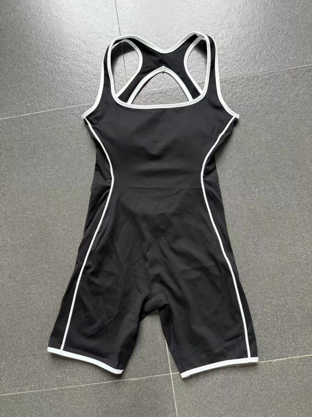 Summer Color Block Backless Yoga Jumpsuit Scrunch Butt Sculpting Bodysuit