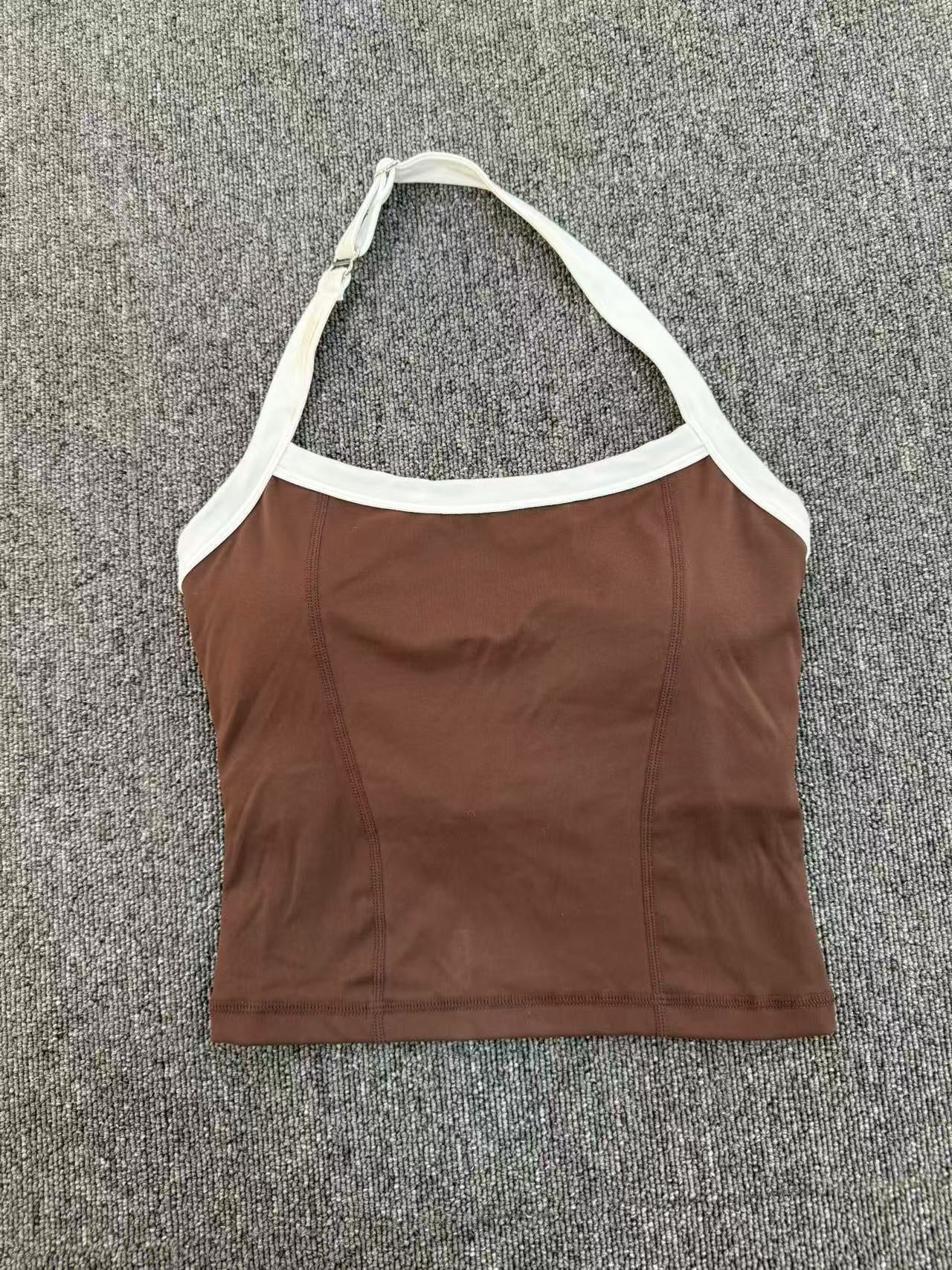 Adjustable Strap Halter Yoga Tank Top | Quick-Dry Patchwork Running & Training Activewear