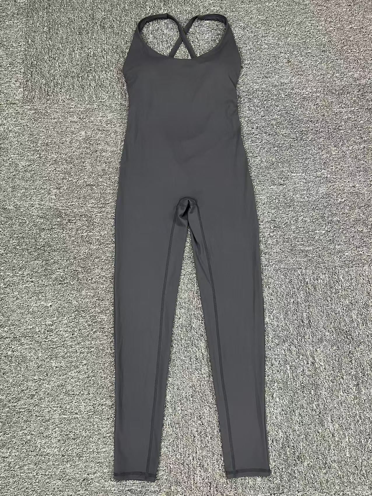 Cross Back Adjustable Strap Yoga Jumpsuit Lifting One-Piece Fitness Wear