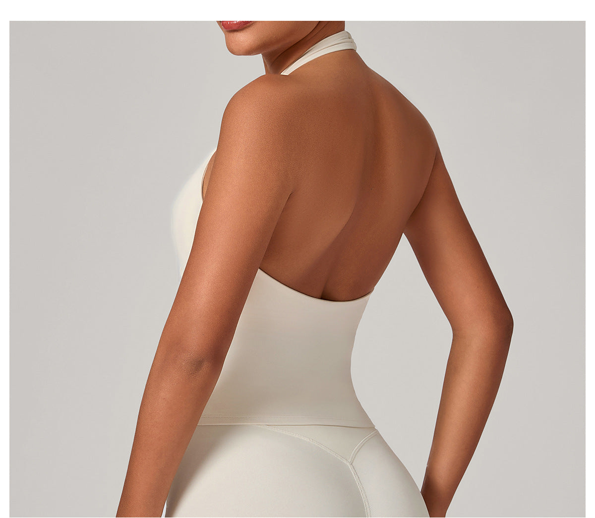 Ruched V-Neck Halter Yoga Tank | Slim Fit Cross Back Running & Fitness Sports Bra