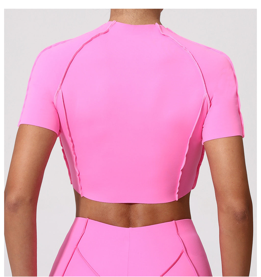 3D Seam Sculpting Yoga Tee｜Slim-Fit No-Bra High-Stretch Lightweight Fitness Top