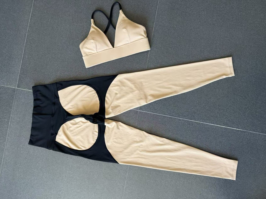 New Color Block Yoga Set | High-Waist Slim Fit Outdoor Fitness Two-Piece