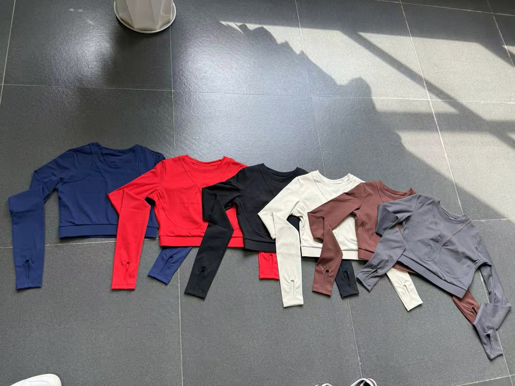 Seamless Patchwork Long Sleeve Yoga Top | Autumn Winter High-Impact Fitness Wear