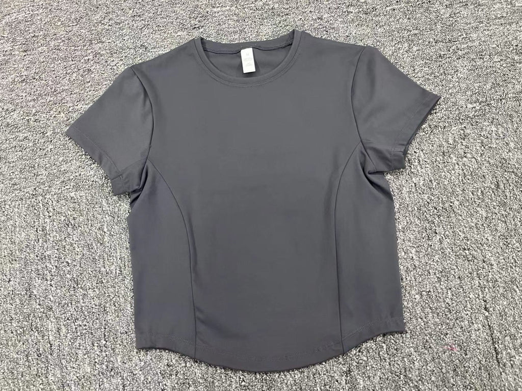 Western-Style Tight Fit Yoga Tee｜Quick-Dry Short Active Top for Running & Outdoor Workouts