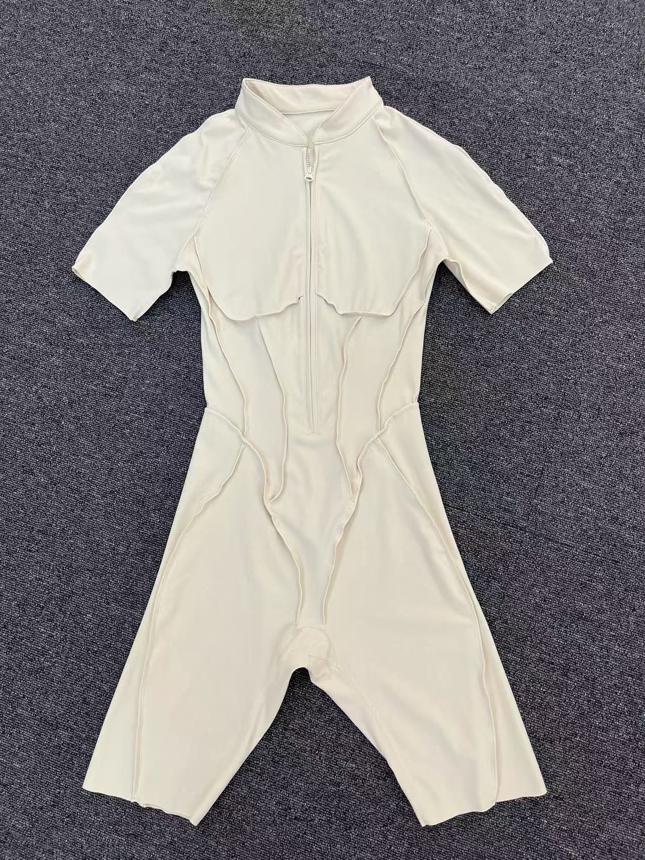 New Tight-Fit Zipper Short Sleeve Yoga Jumpsuit One-Piece Activewear