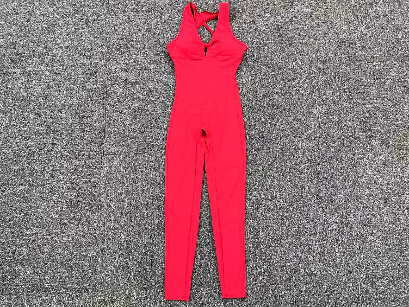 Fan-Shaped Back Sleeveless Yoga Jumpsuit One-Piece Running Fitness Bodysuit