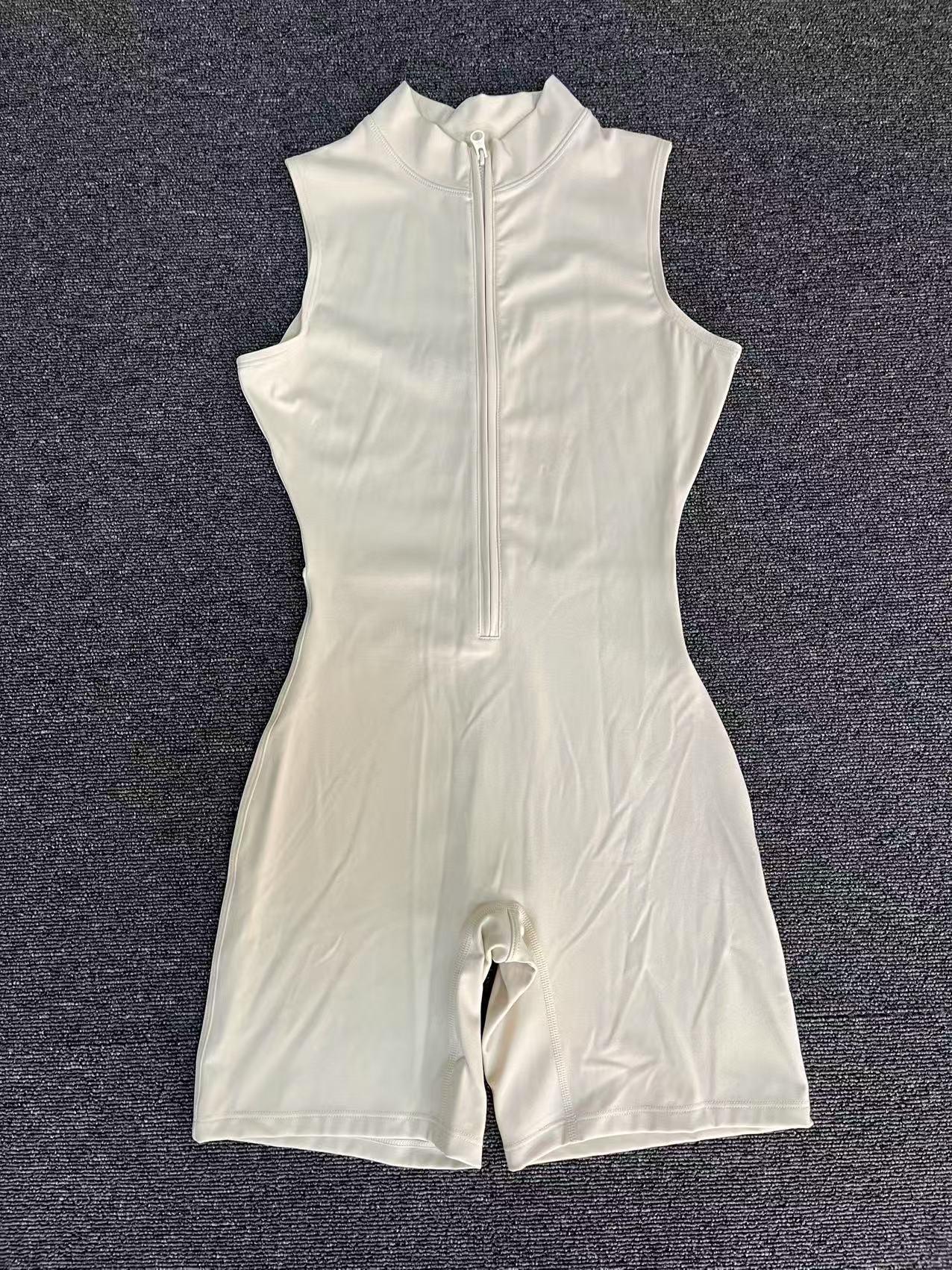 Women's Dance Fitness Zipper Sleeveless Yoga Jumpsuit Summer Activewear