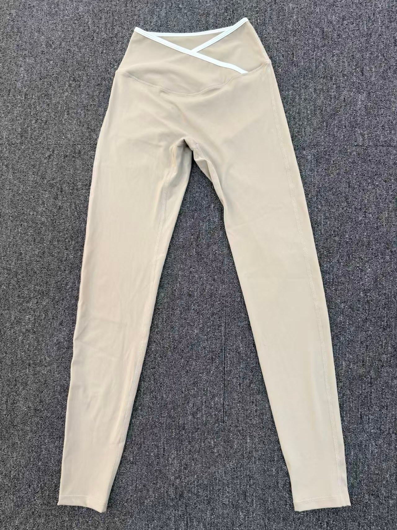 EU & US Naked-Feel Yoga Leggings | Cross High-Waist Color Block Running Pants 50402