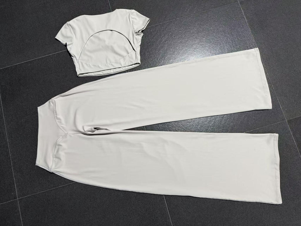 Backless Slim Fit Yoga Set | Quick-Dry Straight-Leg Pants Running & Training Two-Piece