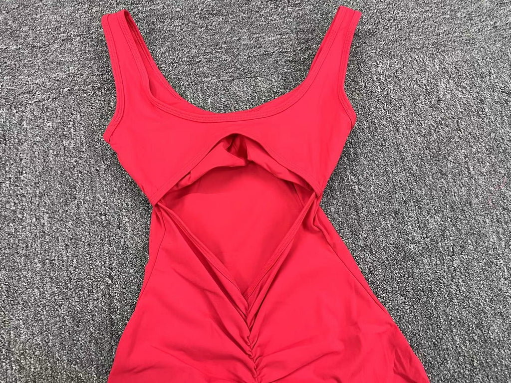 Cutout Backless Scrunch Butt Yoga Jumpsuit Slight Flare Fitness Bodysuit