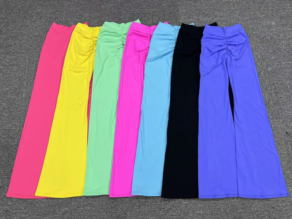 Peach-Lift V-Waist Yoga Flare Pants | High-Waist Quick-Dry Wide-Leg Fitness Trousers