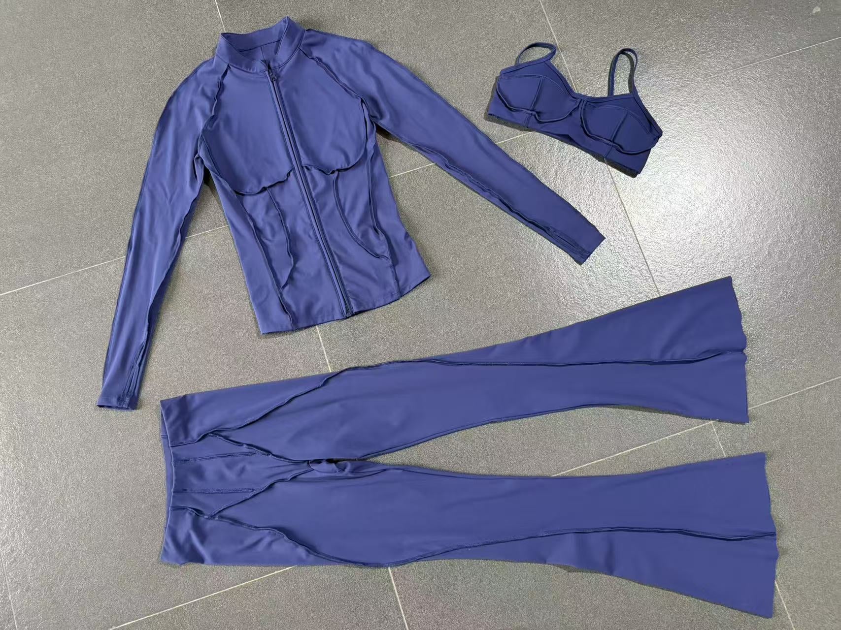 Zip-Up Brushed Yoga Set | Casual Running Fitness Tight Three-Piece Outfit