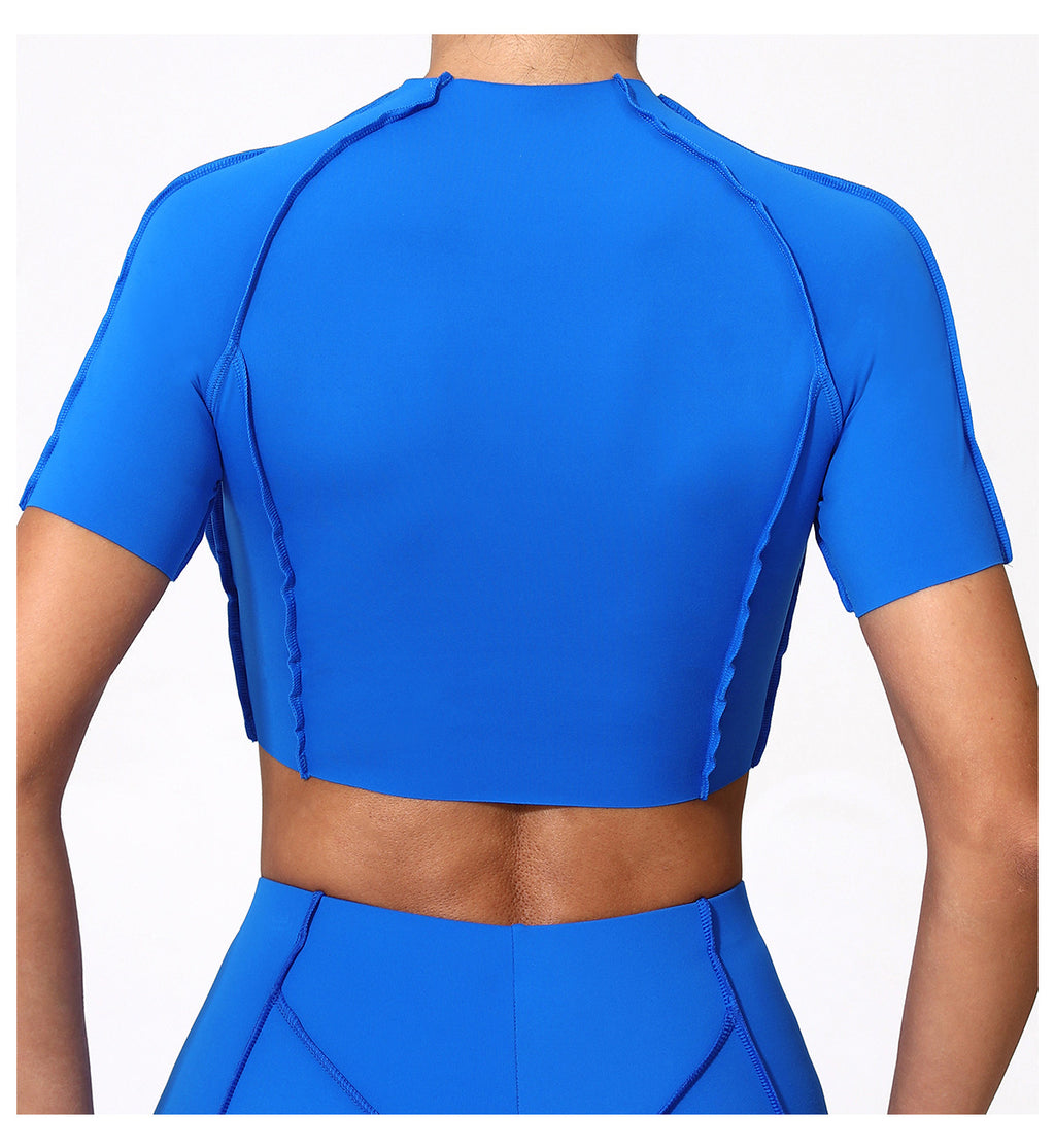 3D Seam Sculpting Yoga Tee｜Slim-Fit No-Bra High-Stretch Lightweight Fitness Top