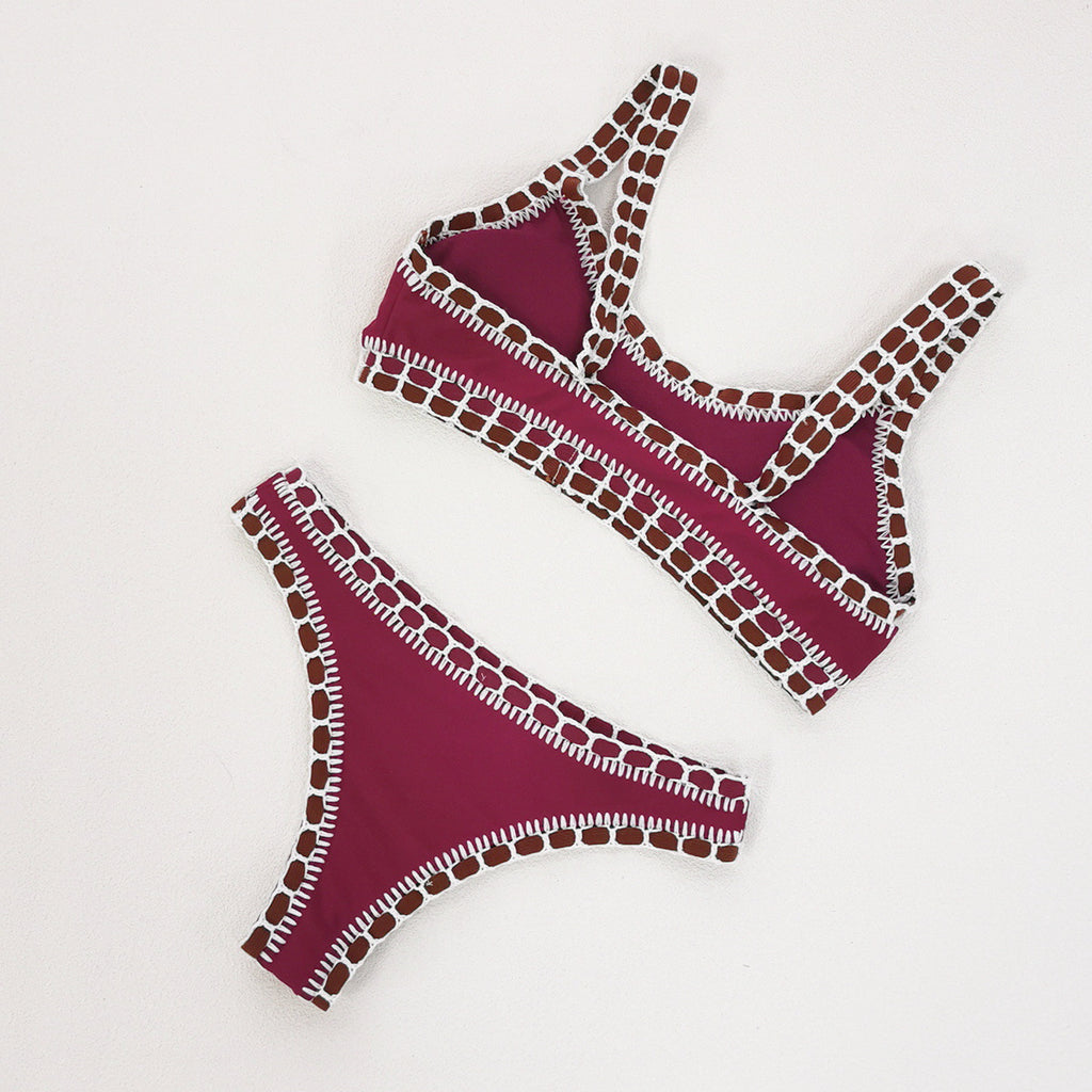 2026 Solid Color Ruffle Slip-On Bikini | Sexy Women Two-Piece Swimwear