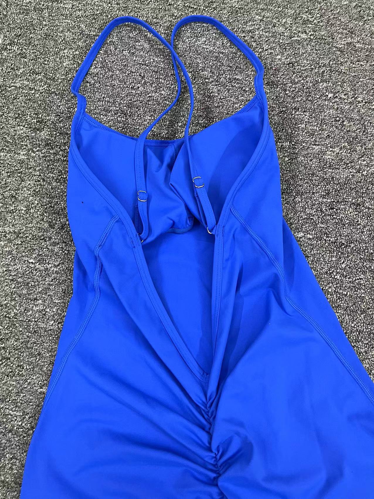 Adjustable Strap Flared Yoga Jumpsuit Cutout Lifting Fitness Bodysuit