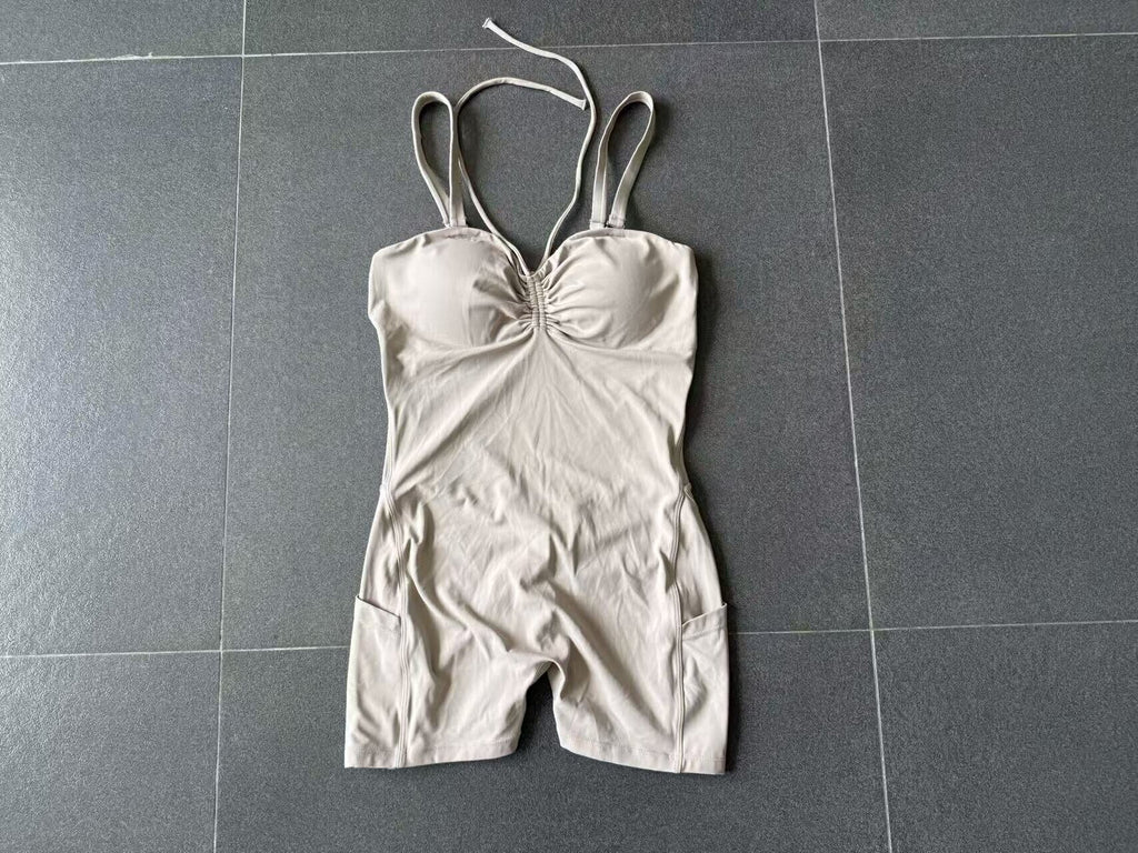 Multi-Way Wear Yoga Jumpsuit Side Pocket Running Fitness Bodysuit