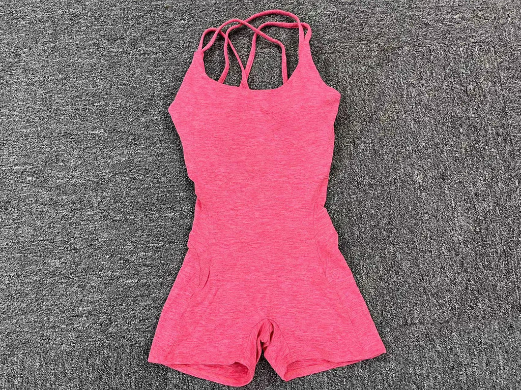 New Ruched Scrunch Butt Yoga Jumpsuit Quick-Dry Training Dance One-Piece